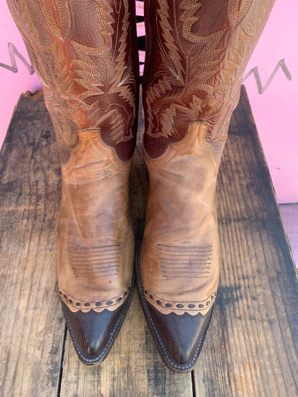 LIZARD TIP TWO TONE COWBOY BOOTS