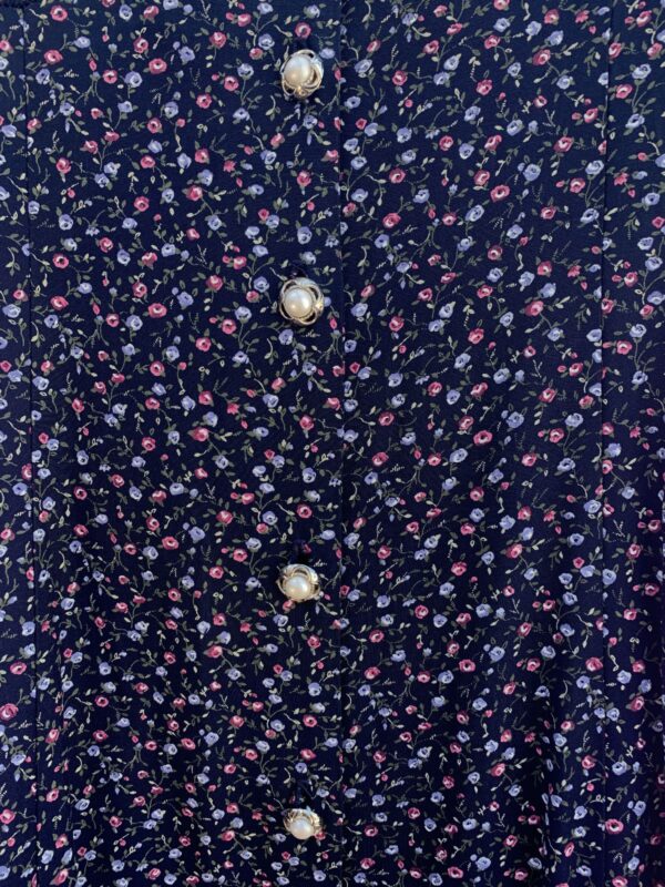CUTE! 1990S DITSY FLORAL PRINT SHORT SLEEVE DRESS FULL PEARL BUTTONS