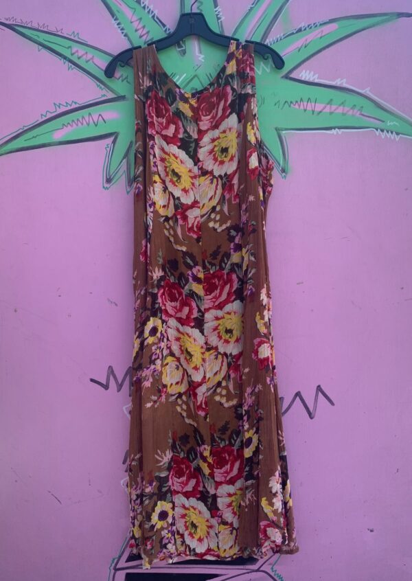 1990S SHEER FLORAL PRINTED SLEEVELESS RAYON DRESS