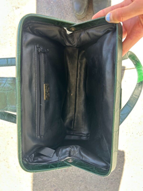 MINI GLADSTONE EMBOSSED STRAP TRIM GREEN TWO TONE BAG