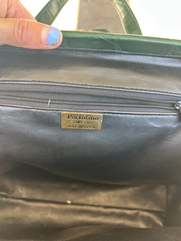 MINI GLADSTONE EMBOSSED STRAP TRIM GREEN TWO TONE BAG