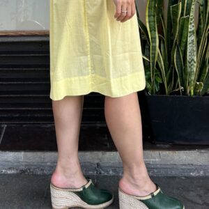 Photo detail:AWESOME GREEN LEATHER ESPADRILLE WEDGE MULES