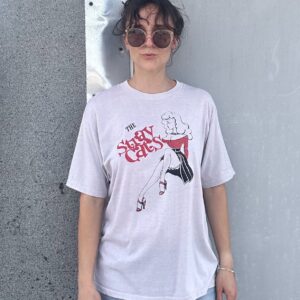 Photo detail:*AS-IS* RARE! 1980S THE STRAY CATS CARTOON PIN UP GRAPHIC SINGLE STITCH T-SHIRT