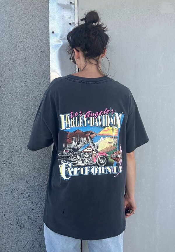 *AS-IS* 1990S PERFECTLY FADED & BOXY HARLEY DAVIDSON WORLD CLASS ENGINES LOS ANGELES GRAPHIC T-SHIRT