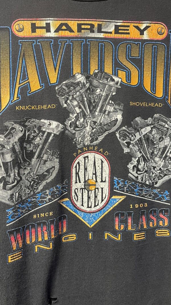 *AS-IS* 1990S PERFECTLY FADED & BOXY HARLEY DAVIDSON WORLD CLASS ENGINES LOS ANGELES GRAPHIC T-SHIRT