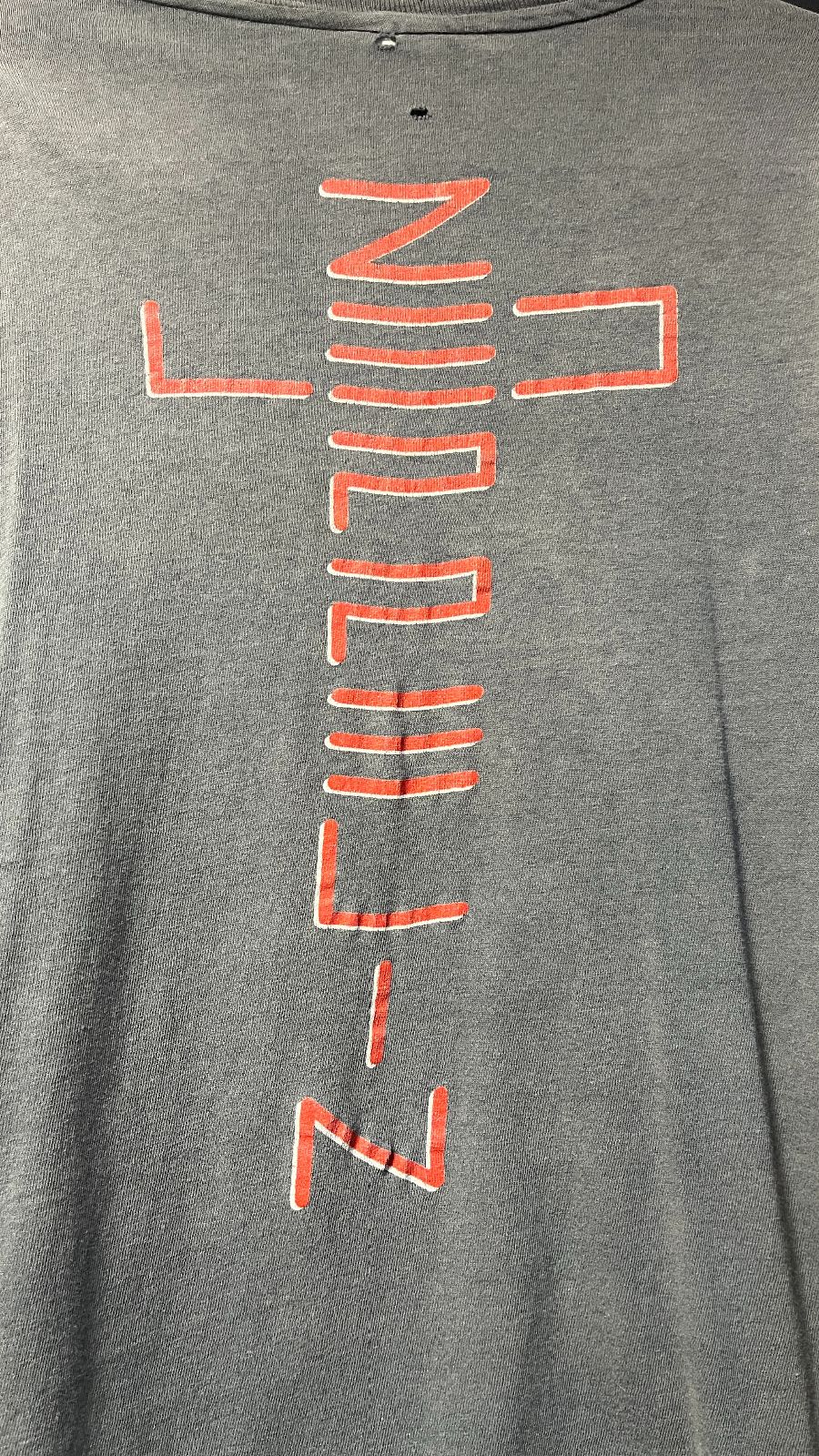 HANES 100% COTTON 1988 LED ZEPPELIN FUTURISTIC BLIMP FOUR SYMBOLS 1988 SINGLE STITCH GRAPHIC T-SHIRT - PERFECTLY FADED in GRAY