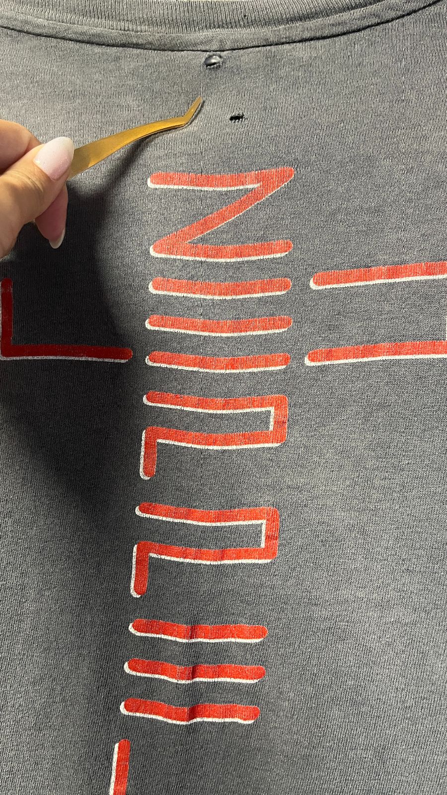 HANES 100% COTTON 1988 LED ZEPPELIN FUTURISTIC BLIMP FOUR SYMBOLS 1988 SINGLE STITCH GRAPHIC T-SHIRT - PERFECTLY FADED in GRAY