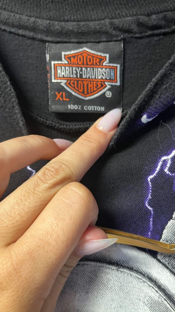 HARLEY DAVIDSON THUNDER LIGHTNING FULLERTON CALIFORNIA GRAPHIC 100% COTTON SINGLE STITCH T-SHIRT