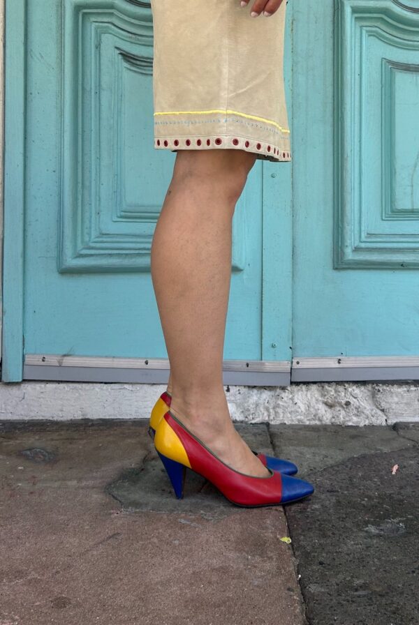 *AS-IS* SO COOL! MADE IN ITALY! 1980S PRIMARY COLOR BLOCK PUMPS