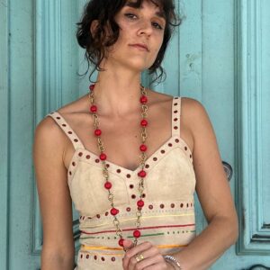 Photo detail:RETRO TWISTED CHAINLINK & ACRYLIC BAUBLE NECKLACE