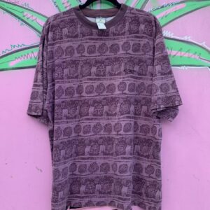 Photo detail:LATE 1990S MADE IN USA TONAL TRIBAL PRINT T-SHIRT RINGER COLLAR