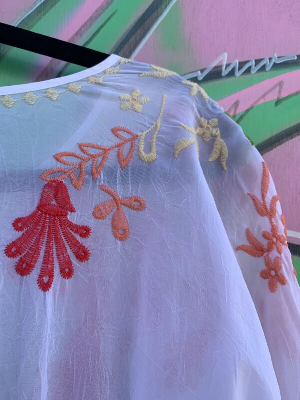 SHEER PAPER THIN EMBROIDERED RAYON TUNIC