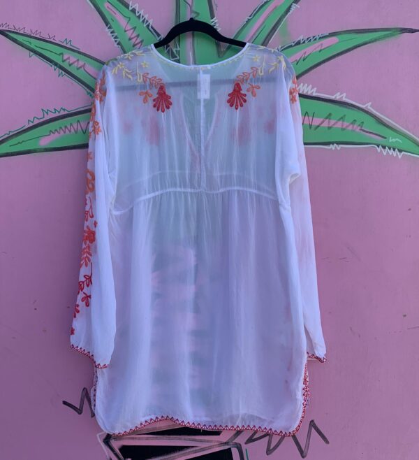 SHEER PAPER THIN EMBROIDERED RAYON TUNIC