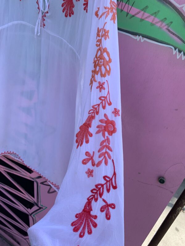 SHEER PAPER THIN EMBROIDERED RAYON TUNIC