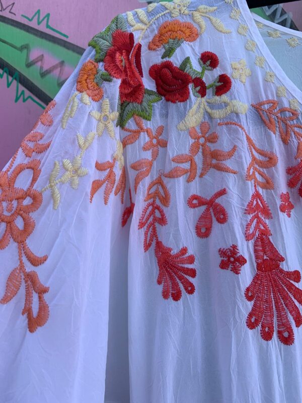 SHEER PAPER THIN EMBROIDERED RAYON TUNIC