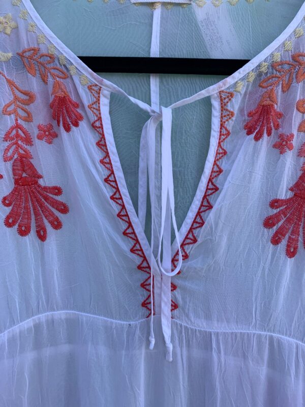 SHEER PAPER THIN EMBROIDERED RAYON TUNIC