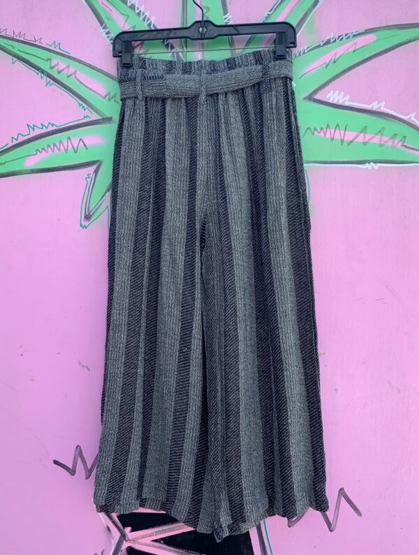 NWT EARLY Y2K STRIPED COTTON TEXTILE CROPPED WIDE LEG PANTS PAPER BAG WAIST