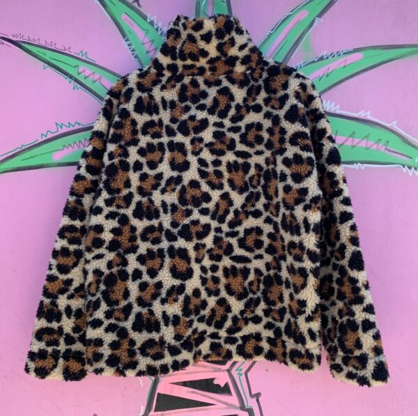 FUN! FUZZY LEOPARD PRINT PULLOVER FLEECE SWEATER