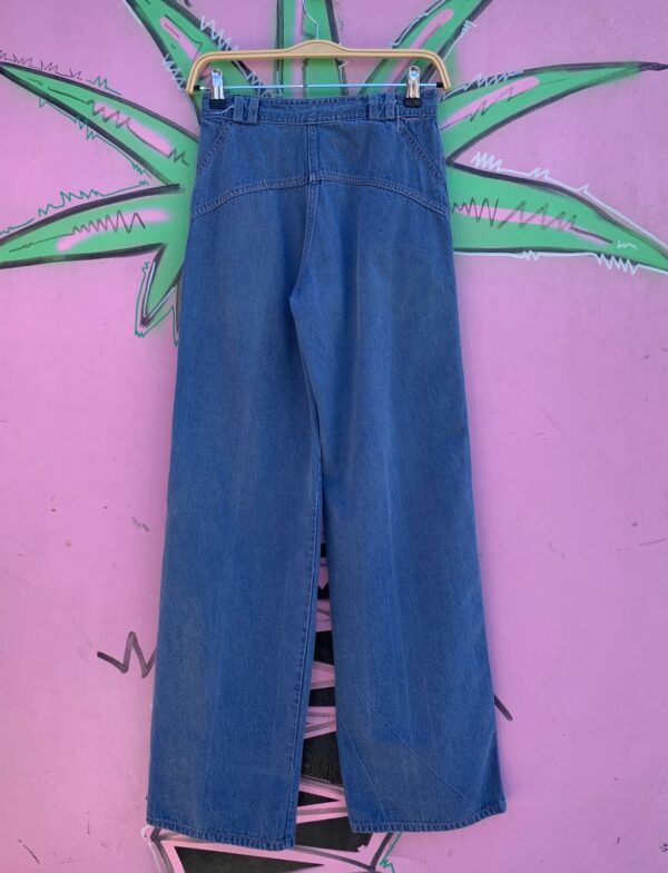 SUPER CUTE! 1970S WIDE LEG DENIM JEANS CONTRAST STITCHING,