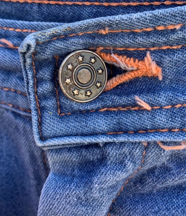 SUPER CUTE! 1970S WIDE LEG DENIM JEANS CONTRAST STITCHING,