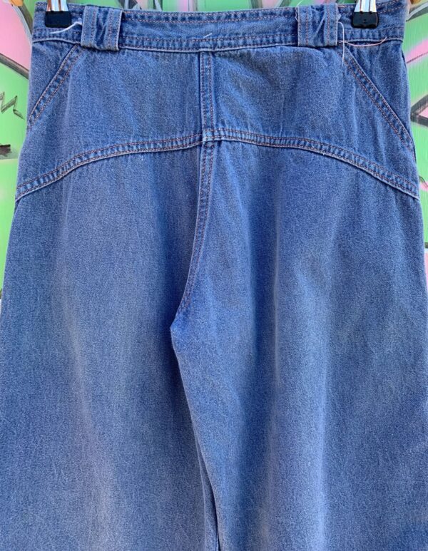 SUPER CUTE! 1970S WIDE LEG DENIM JEANS CONTRAST STITCHING,