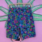 BRIGHT! 1980S FLORAL PRINT COTTON BICYCLE SHORTS