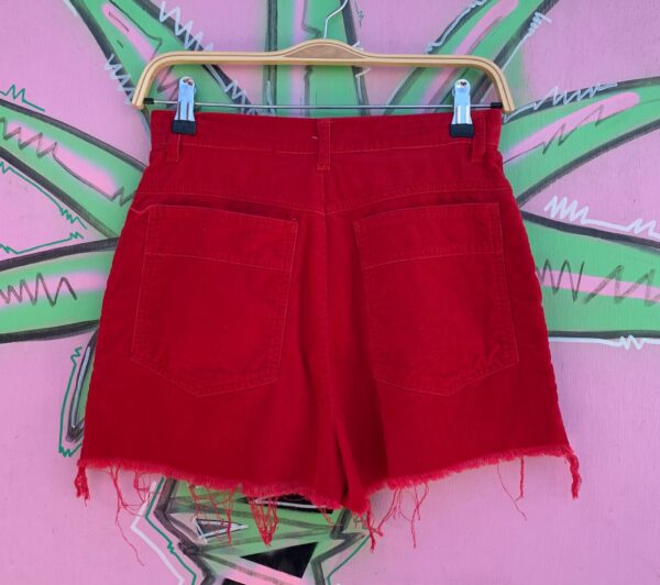 *AS-IS* 1970S-80S CHERRY RED PLEATED CUT OFF CORDUROY SHORTS