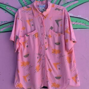 Photo detail:SO COOL! 1980S FUNKY PRINT SHORT SLEEVE BUTTON DOWN RAYON SHIRT, ANGLED POCKETS