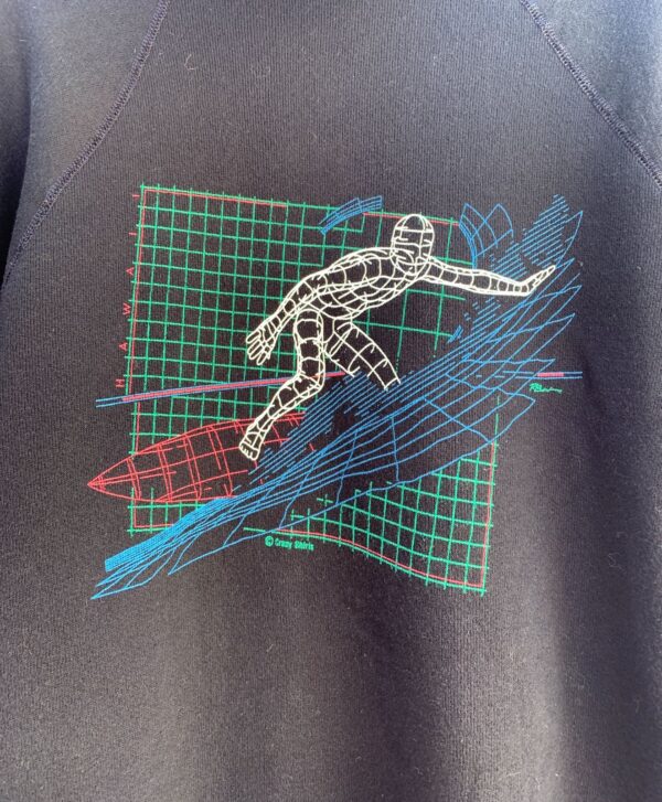RAD! 1980S-90S HAWAII GRID SURFER GRAPHIC HOODED SWEATSHIRT