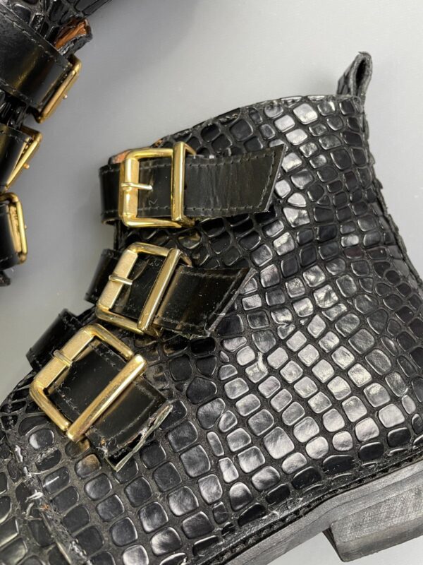 GORGEOUS! CROC EMBOSSED LEATHER TRIPLE BUCKLE BOOTS, ARTISANAL MADE IN MEXICO BRAND