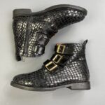 GORGEOUS! CROC EMBOSSED LEATHER TRIPLE BUCKLE BOOTS, ARTISANAL MADE IN MEXICO BRAND