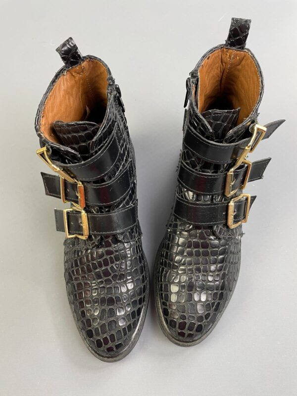 GORGEOUS! CROC EMBOSSED LEATHER TRIPLE BUCKLE BOOTS, ARTISANAL MADE IN MEXICO BRAND