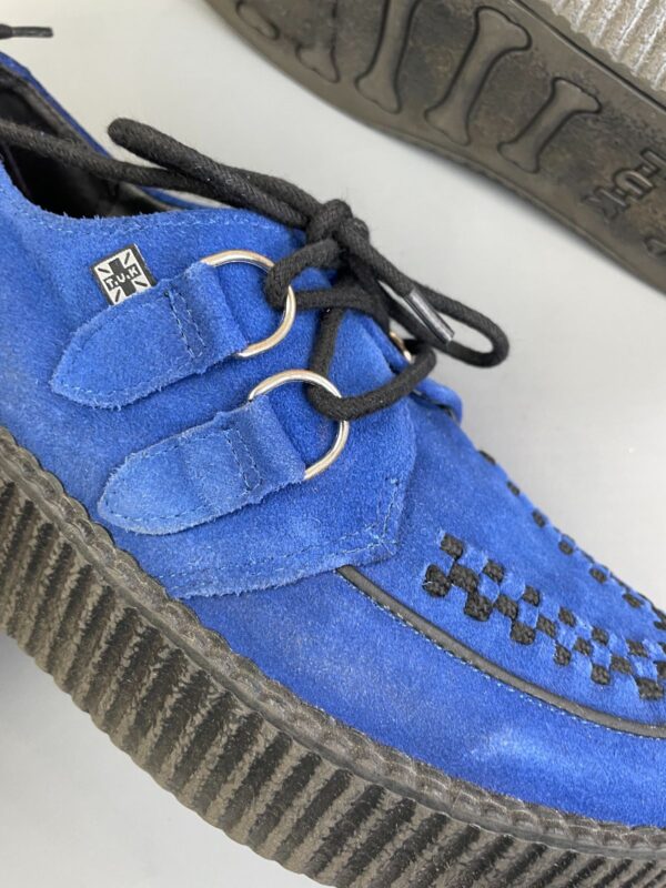 NICE! BLUE SUEDE LEATHER VIVA MONDO CREEPERS, RUBBER PLATFORM SOLE