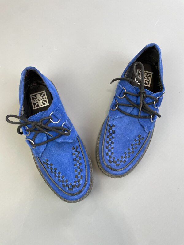NICE! BLUE SUEDE LEATHER VIVA MONDO CREEPERS, RUBBER PLATFORM SOLE