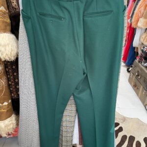 ARNOLD PALMER COOL! 1970S TEXTURED EMERALD GREEN WIDE LEG TROUSER SLACKS in GREEN