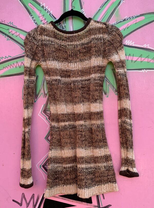 Y2K LOOSE MARLED KNIT V-NECK RINGER STYLE TUNIC SWEATER, DOUBLE FRONT POCKETS