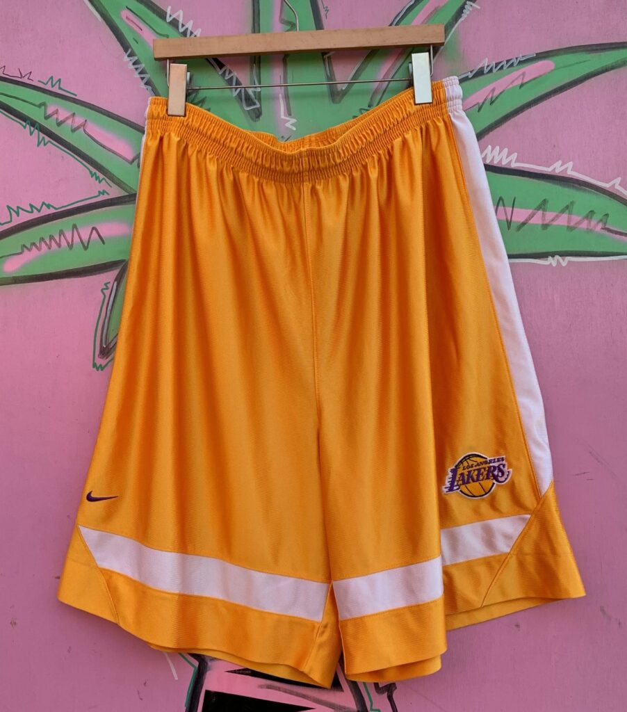 1990S | Y2K LOS ANGELES LAKERS SATIN BASKETBALL SHORTS - MADE IN KOREA