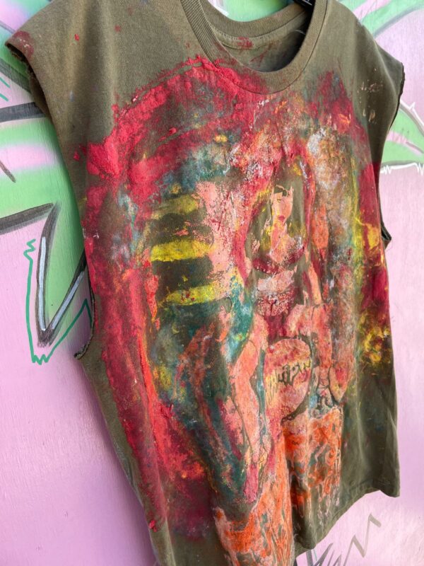 CUSTOM HAND PAINTED THE CRAMPS POISON IVY SLEEVELESS CUT SLEEVE TSHIRT