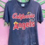 AS-IS MARBLE WASH MLB CALIFORNIA ANGELS GRAPHIC SINGLE STITCH T-SHIRT