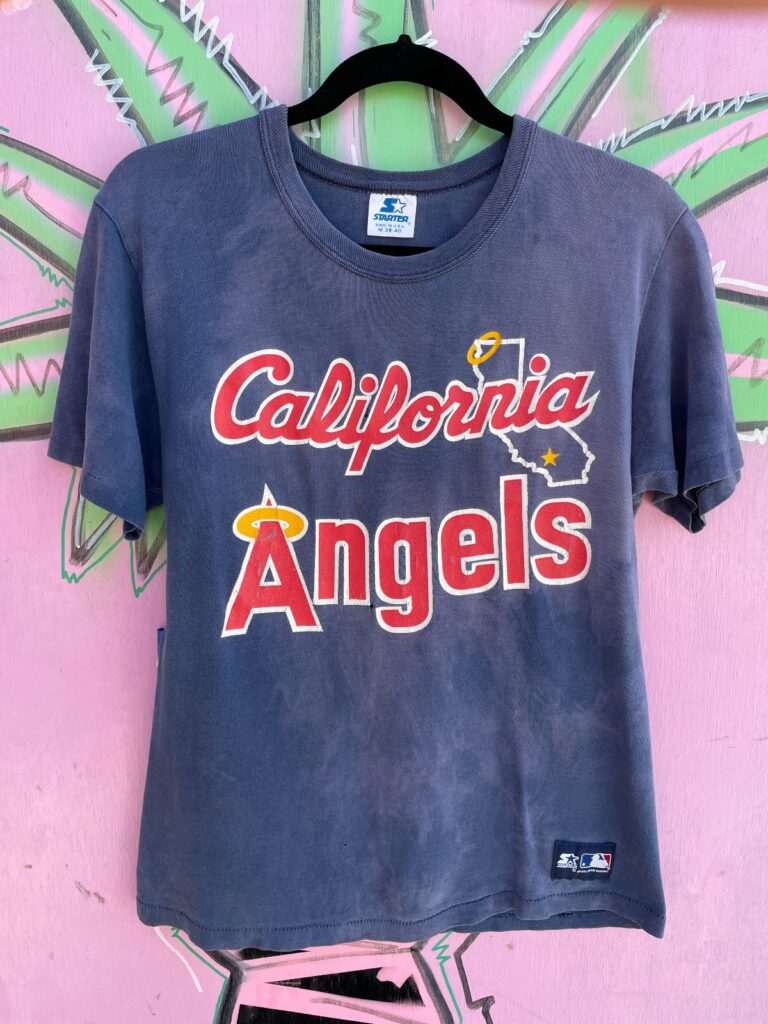 AS-IS MARBLE WASH MLB CALIFORNIA ANGELS GRAPHIC SINGLE STITCH T-SHIRT