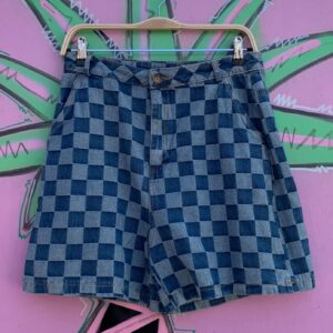 Photo detail:RAD! 2-TONE CHECKERED DENIM SHORTS