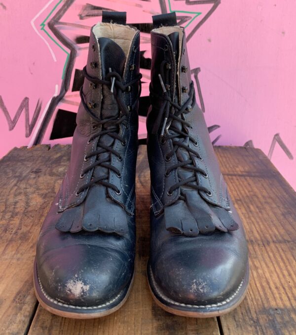 AS-IS RAD! DISTRESSED NAVY BLUE LEATHER ROPER BOOTS