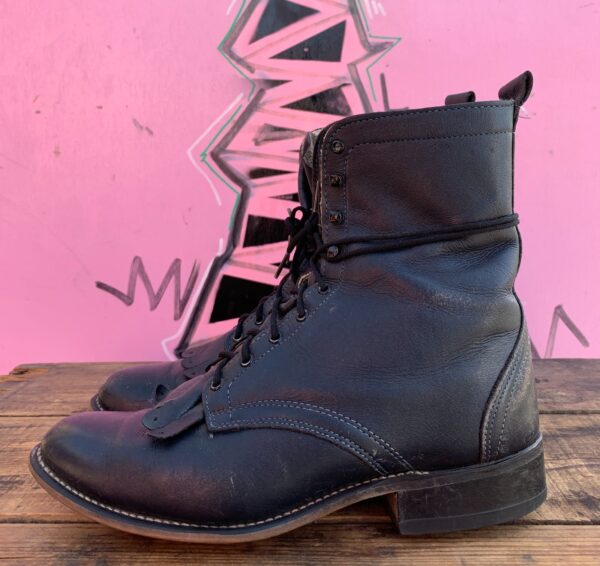 AS-IS RAD! DISTRESSED NAVY BLUE LEATHER ROPER BOOTS