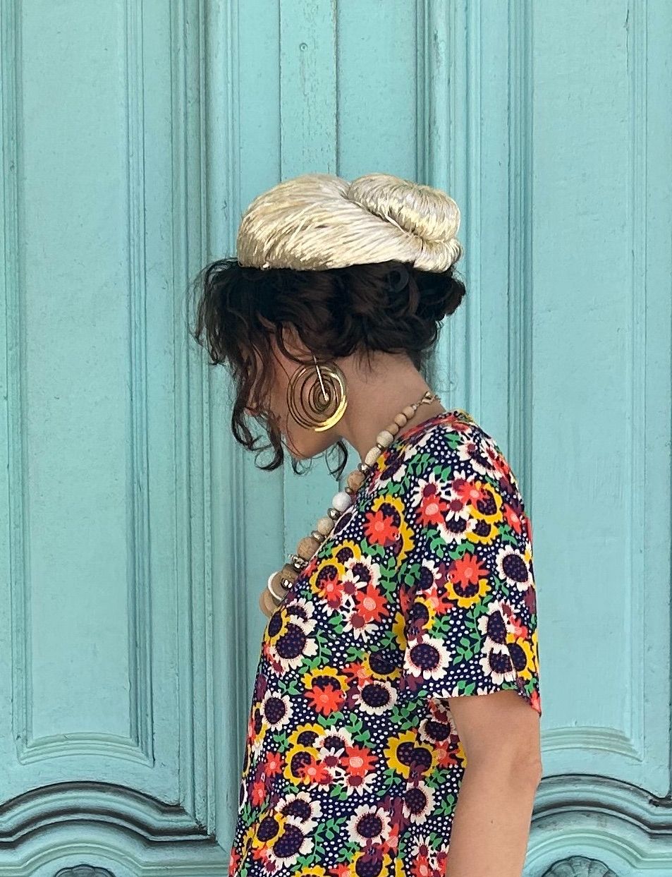 UNIQUE 1960\\\'S RAFIA STRAW TOP BUN HAT