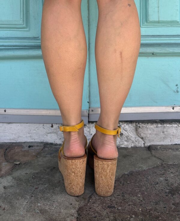 BUTTERSCOTCH LEATHER SILVER STUD STRAPPY CORK PLATFORM SHOES