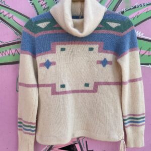 Photo detail:ADORABLE! 1970S-80S MADE IN HONG KONG PASTEL FUZZY LAMBSWOOL & ANGORA BLEND SWEATER, QUARTER ZIP