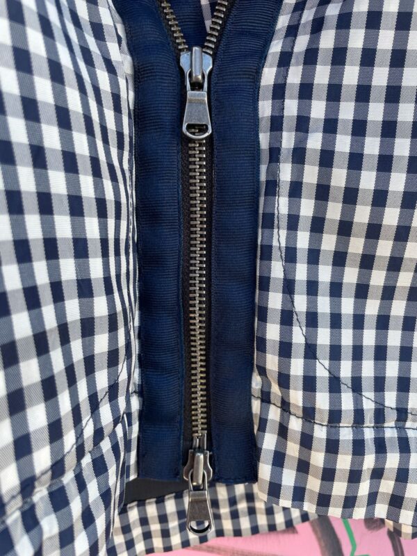 RAD! NYLON GINGHAM CHECK FULL ZIP JACKET, QUILTED INTERIOR, OPEN UNDER ARM VENTS, STAR PATCHED LAPEL