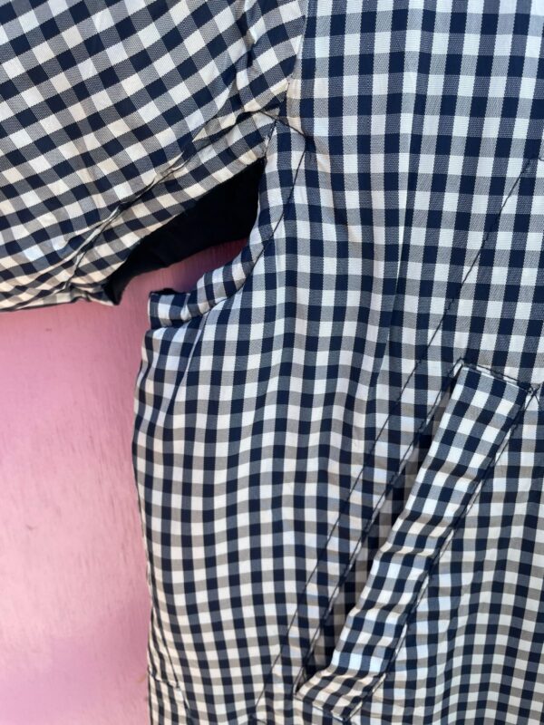 RAD! NYLON GINGHAM CHECK FULL ZIP JACKET, QUILTED INTERIOR, OPEN UNDER ARM VENTS, STAR PATCHED LAPEL