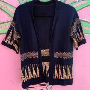Photo detail:CUTE! RETRO 1970S COLORFUL KNIT OPEN CARDIGAN SWEATER