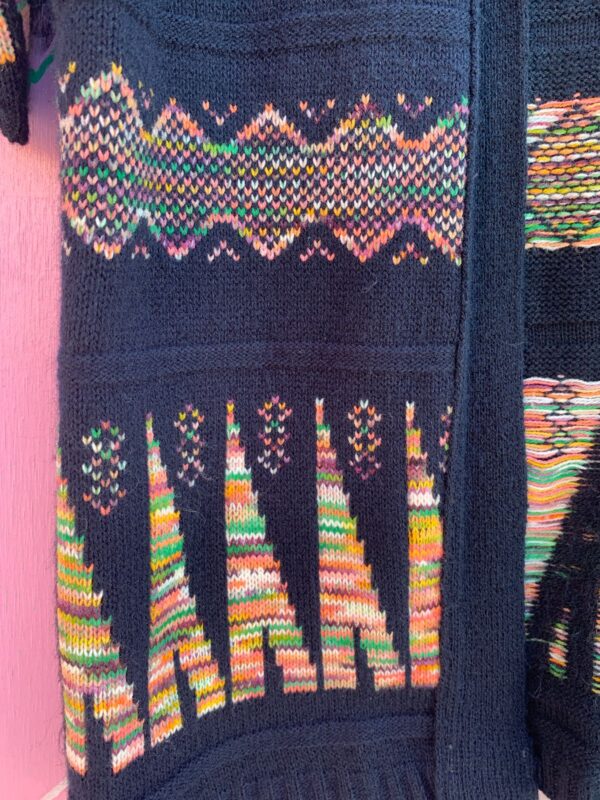 CUTE! RETRO 1970S COLORFUL KNIT OPEN CARDIGAN SWEATER